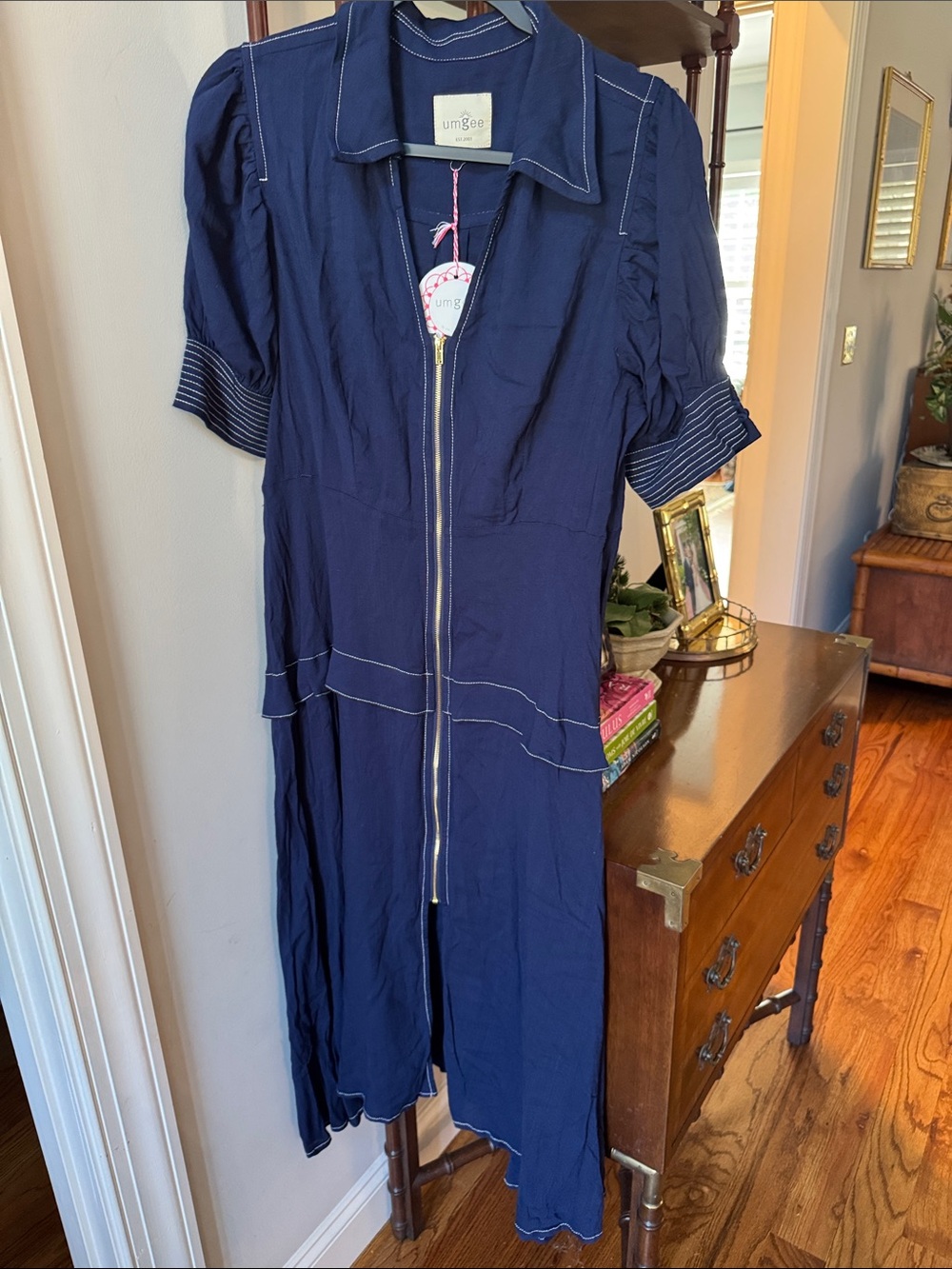 Umgee Navy Zip-Front Girls One-Piece Romper
